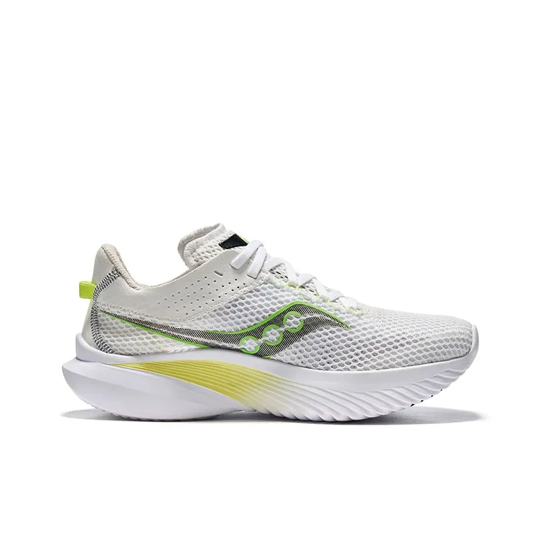 Saucony Kinvara 14 Non slip Lightweight Low Top Training Running Shoes Women's White Green-1