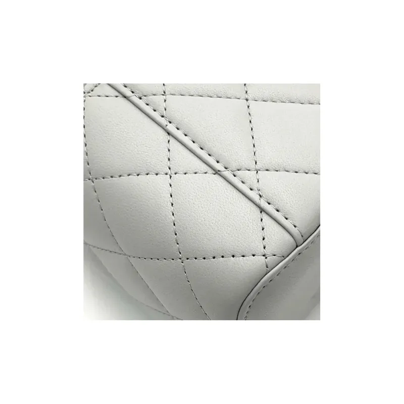 CHANEL Sheepskin Clutch, Long Box Bag, Shoulder Bag, Crossbody Bag Women's Light Gray Green-8