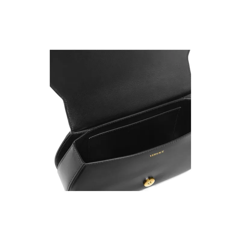 VERSACE Wool Calfskin Saddle Bag Handbag Shoulder Bag Regular Women's Black White-4
