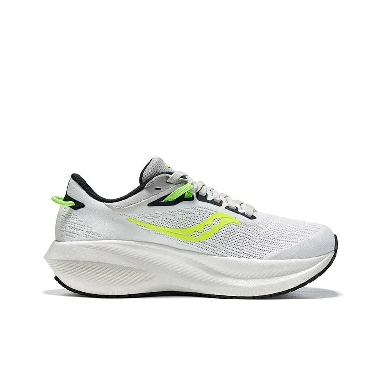 Saucony Triumph 21 Cushioning, Slip Resistant, Abrasion Resistant, Breathable Low Top Running Shoes Women's White Green-1