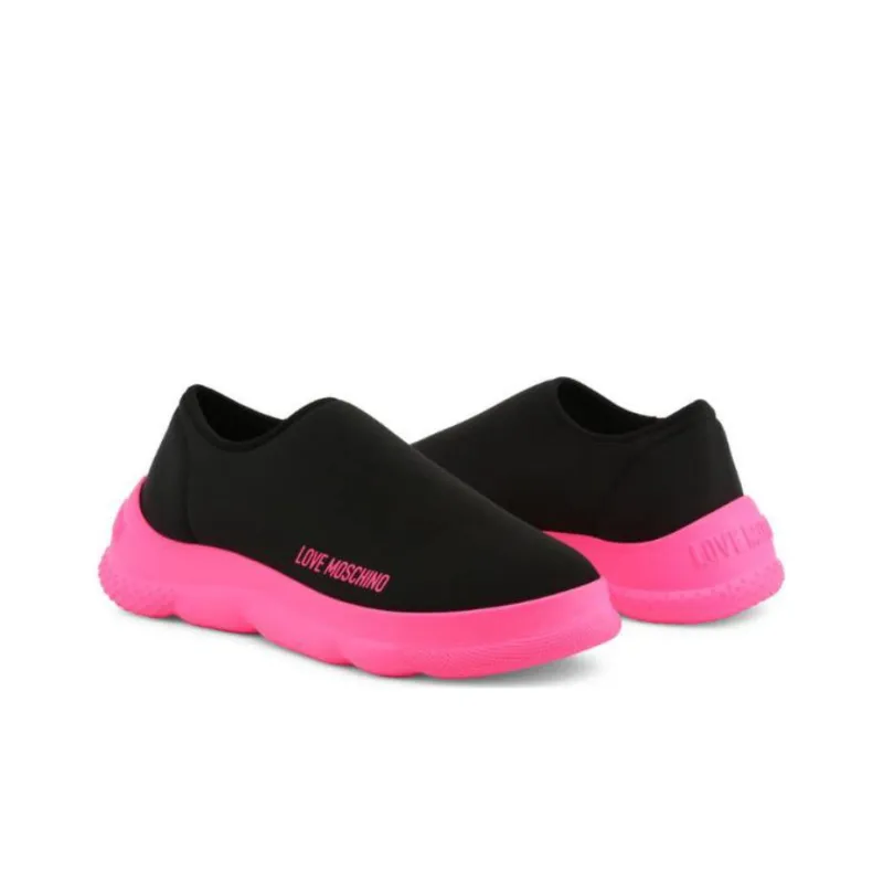 LOVE MOSCHINO Low Top Casual Shoes Women's Black Pink-1