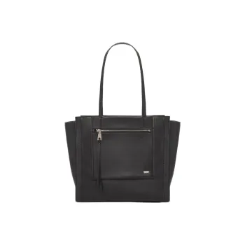 DKNY Leather Tote Bag Shopping Bag Shoulder Bag Handbag Large Size Women's Black