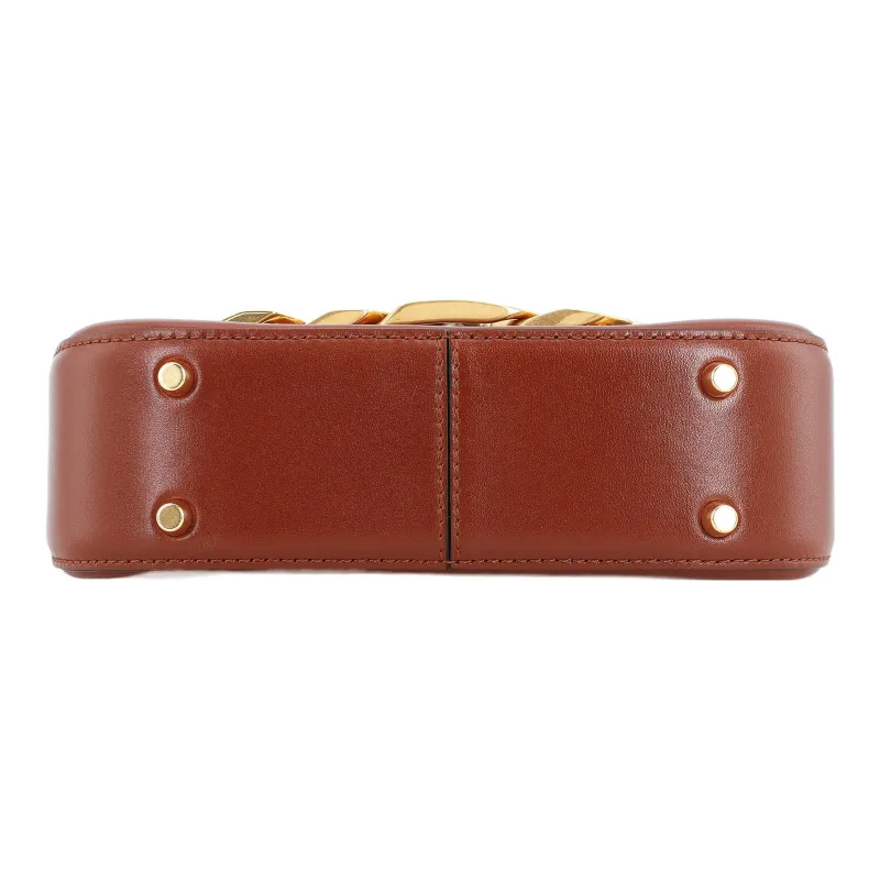 Valentino Vlogo Calfskin Messenger Bag Shoulder Bag, Crossbody Bag Trumpets Women's Brown-4