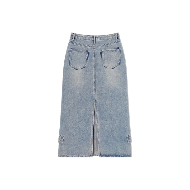 EPTISON WOMAN Denim Long Skirts Women's Vintage Denim Blue-1