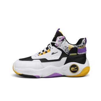 Warrior Cushioning Height Increasing Wear Resistant Slip Resistant High Top Basketball Shoes Men's White Black Purple