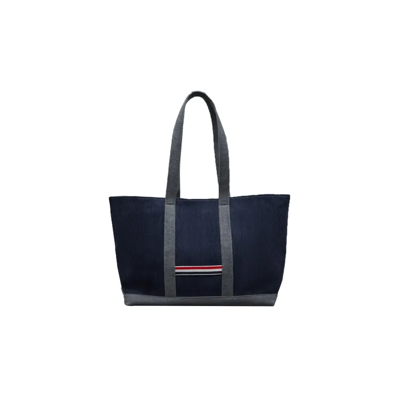 THOM BROWNE· Corduroy Fabric Tote Bag, Shopping Bag, Handbag, Shoulder Bag Men's Blue-2