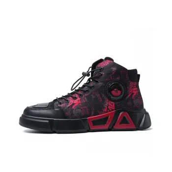 YEDANI High-Top Skateboard Shoes Men's Black Red