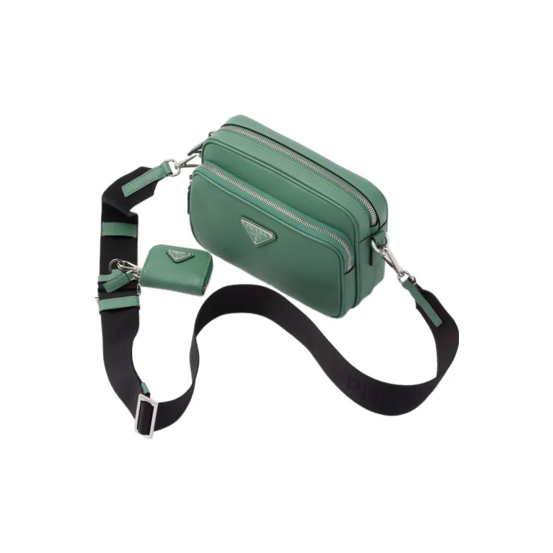PRADA Saffiano Leather Crossbody Bag Shoulder Bag Men's Sage Green-1