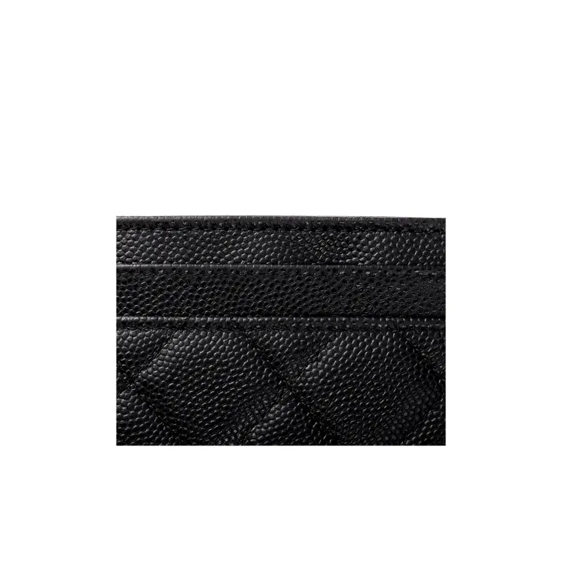 CHANEL Shiny Beaded Embossed Calfskin Wallet Women's Black-5