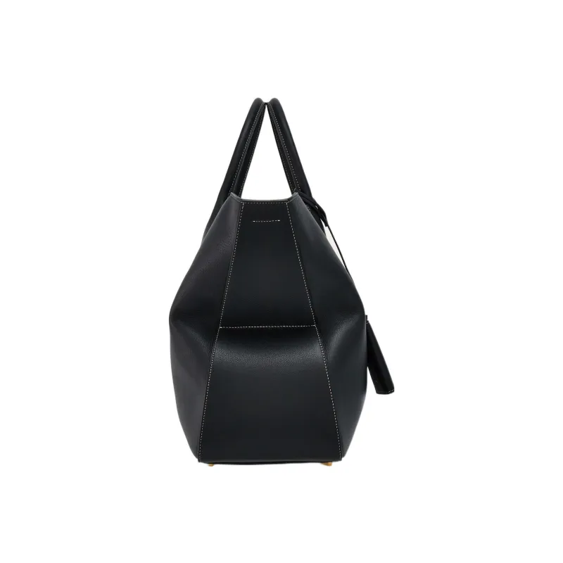 FERRAGAMO Natural Grain Vegetable Tanned Cow Leather Tote Bag Shopping Bag Handbag Large Size Men's Black-1