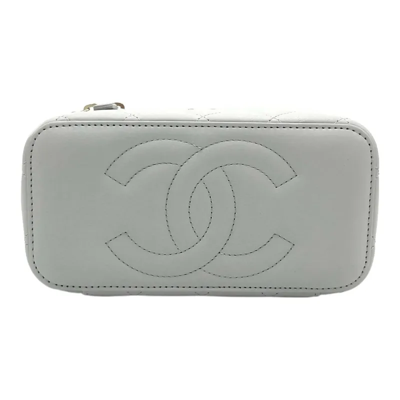 CHANEL Sheepskin Clutch, Long Box Bag, Shoulder Bag, Crossbody Bag Women's Light Gray Green-2