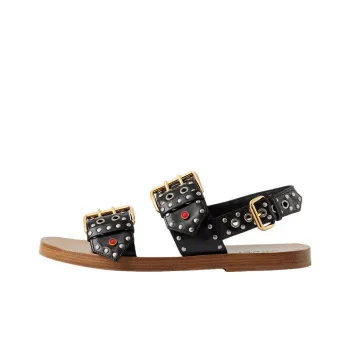 GUCCI Studded Embellished Leather Sandals Black