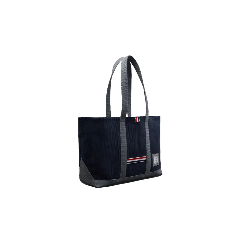 THOM BROWNE· Corduroy Fabric Tote Bag, Shopping Bag, Handbag, Shoulder Bag Men's Blue-1