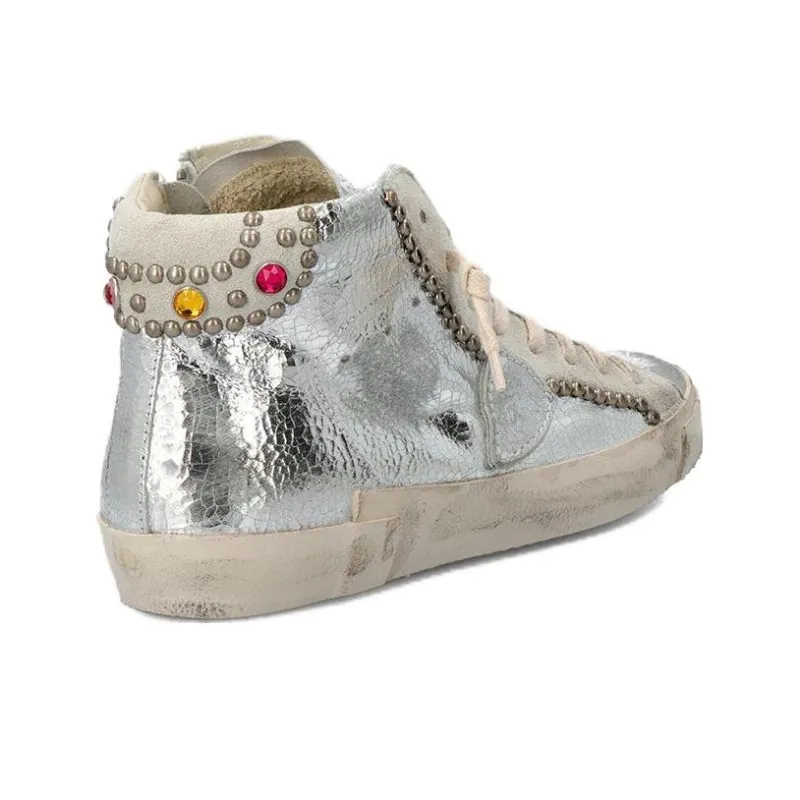 PHILIPPE MODEL Prs High-Top Skateboard Shoes Women's Silver-3