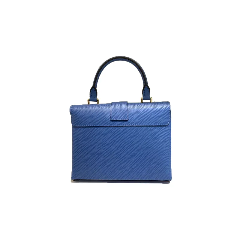 LOUIS VUITTON Locky Cow Leather Lock Head Bag Handbag Shoulder Bag Crossbody Bag Small Size Unisex Blue-2