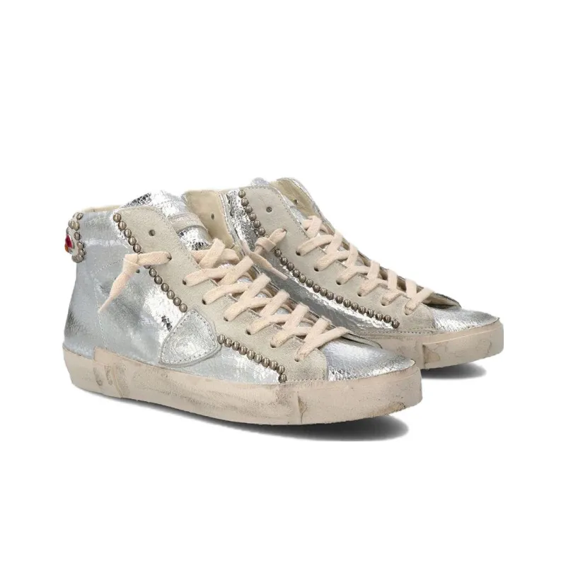 PHILIPPE MODEL Prs High-Top Skateboard Shoes Women's Silver-2