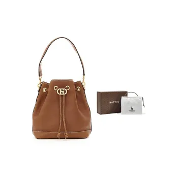 HAZZYS Cow Leather Handbag, Shoulder Bag, Crossbody Bag Medium Size Women's Dark Brown