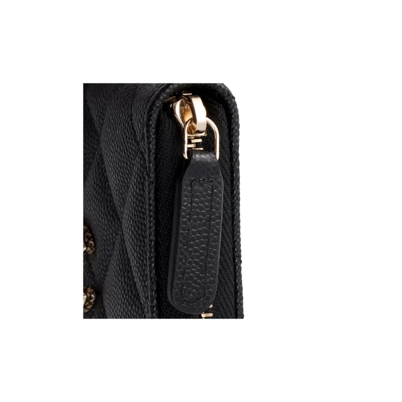 CHANEL Shiny Beaded Embossed Calfskin Coin Purse Women's Black-5