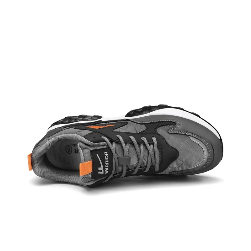 Warrior Slip Resistant Abrasion Resistant Shock Absorbers Low Top Chunky Sneakers Men's Black Gray Orange-2