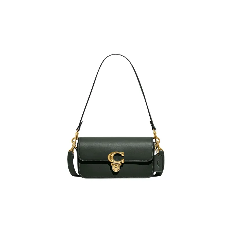 COACH Studio Glove Tanning Baguette Bag Crossbody Bag, Shoulder Bag Trumpets Women's Olive Green-0