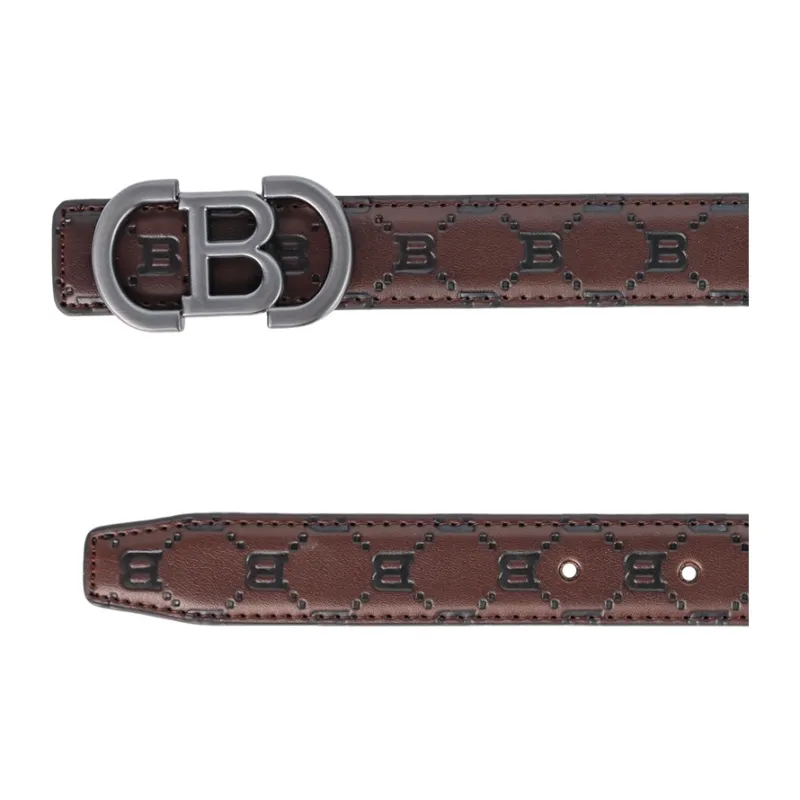 NINE NAIL Retro Trend All Over Print Monogram Plate Buckle Pvc Cow Leather Leather Belts Women's Width  2.5cm-14