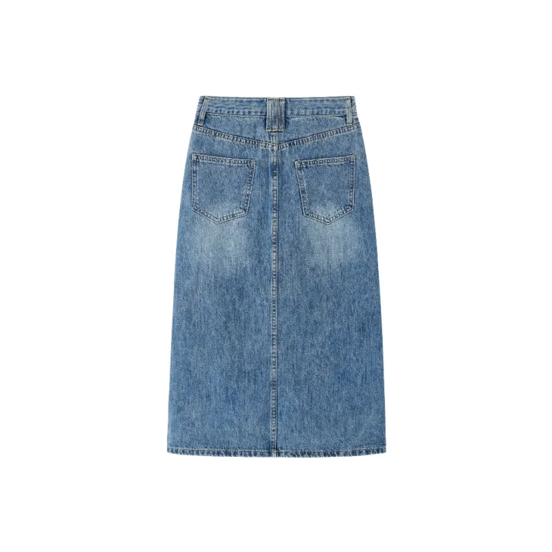 SMEN Denim Long Skirts Women's Denim Blue-1