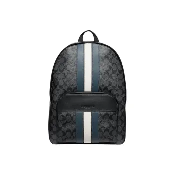COACH Houston Canvas With Leather Backpack Regular Men's Black & Blue