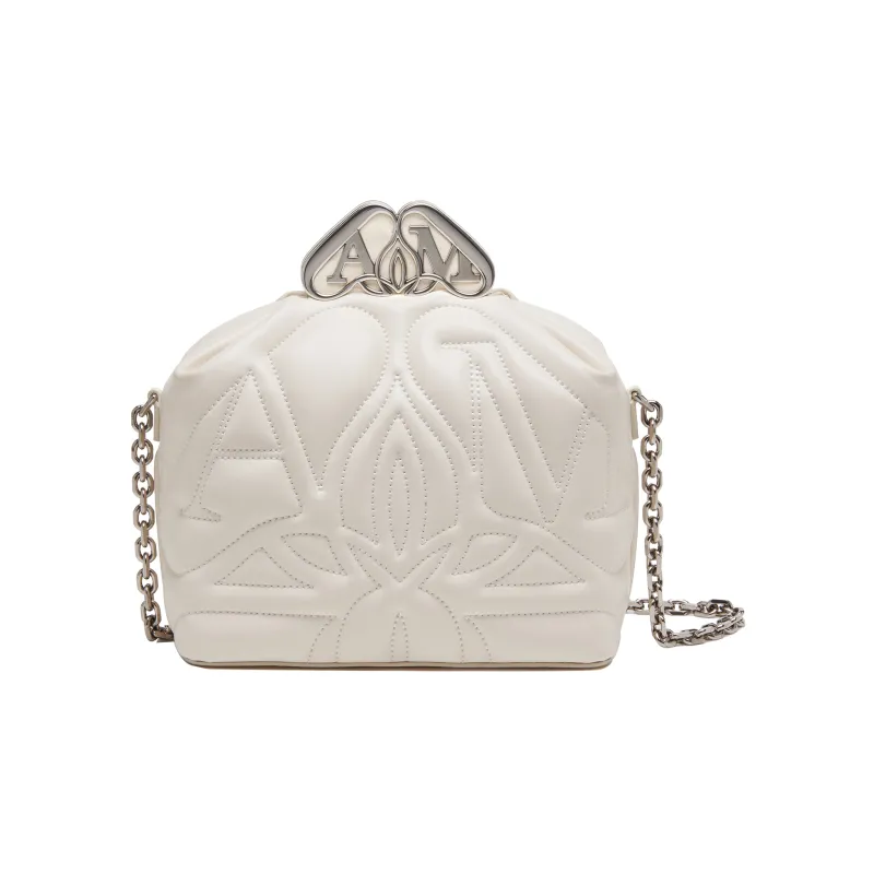 Alexander McQueen Lambskin Portable One Shoulder Clutch Women's Ivory-0