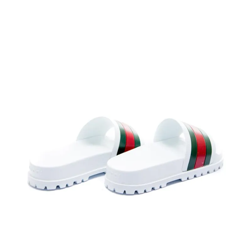 GUCCI Web Slide Sandal White-3
