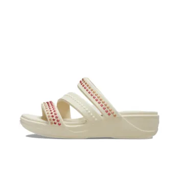 Crocs Boca Gems Srappy Wedge Sandals 'White Red' Women's