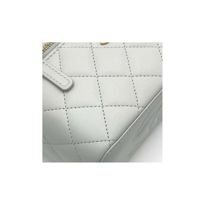 CHANEL Sheepskin Clutch, Long Box Bag, Shoulder Bag, Crossbody Bag Women's Light Gray Green-10