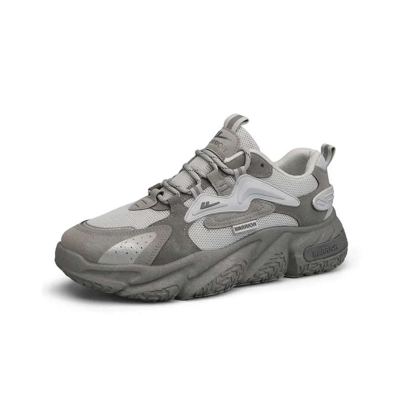 Warrior Breathable Lightweight Height Increasing Low Top Chunky Sneakers Men's Gray-1