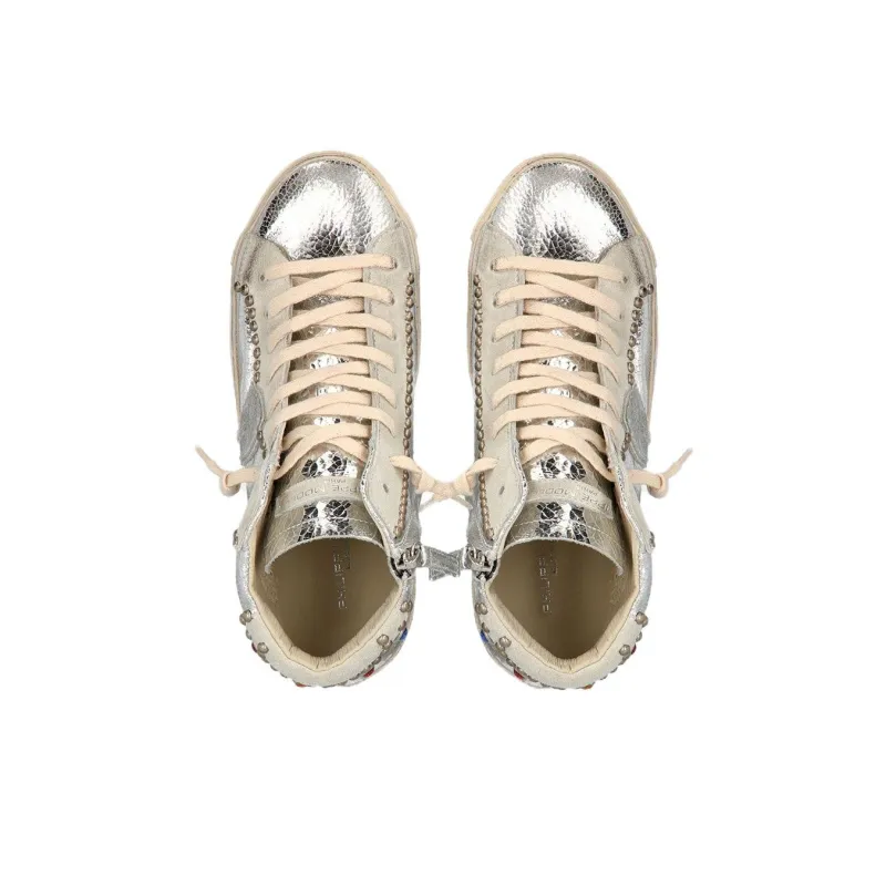 PHILIPPE MODEL Prs High-Top Skateboard Shoes Women's Silver-4