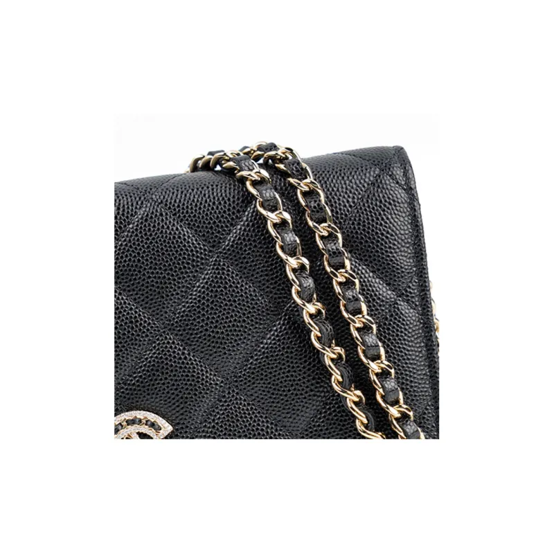 CHANEL WOC Caviar Cow Leather Wallet On Chain, Shoulder Bag, Crossbody Bag Women's Black-4