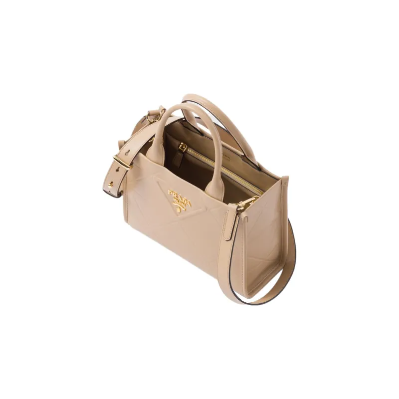 PRADA Symbole Leather Shoulder Bag Crossbody Bag Handbag Small Size Women's Sand Beige Yellow-1