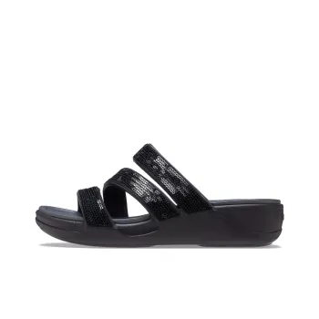 Crocs Boca Strappy Wedge Sandals 'Black' Women's
