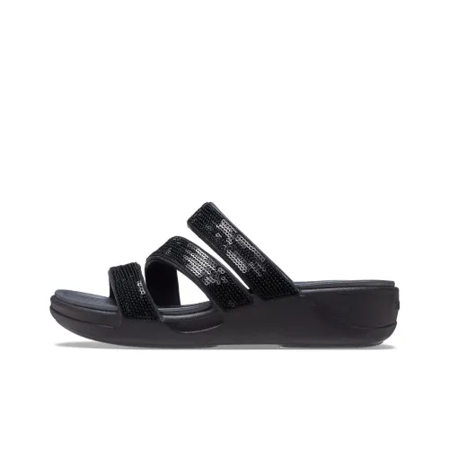 Crocs Boca Strappy Wedge Sandals 'Black' Women's
