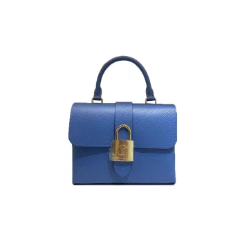 LOUIS VUITTON Locky Cow Leather Lock Head Bag Handbag Shoulder Bag Crossbody Bag Small Size Unisex Blue