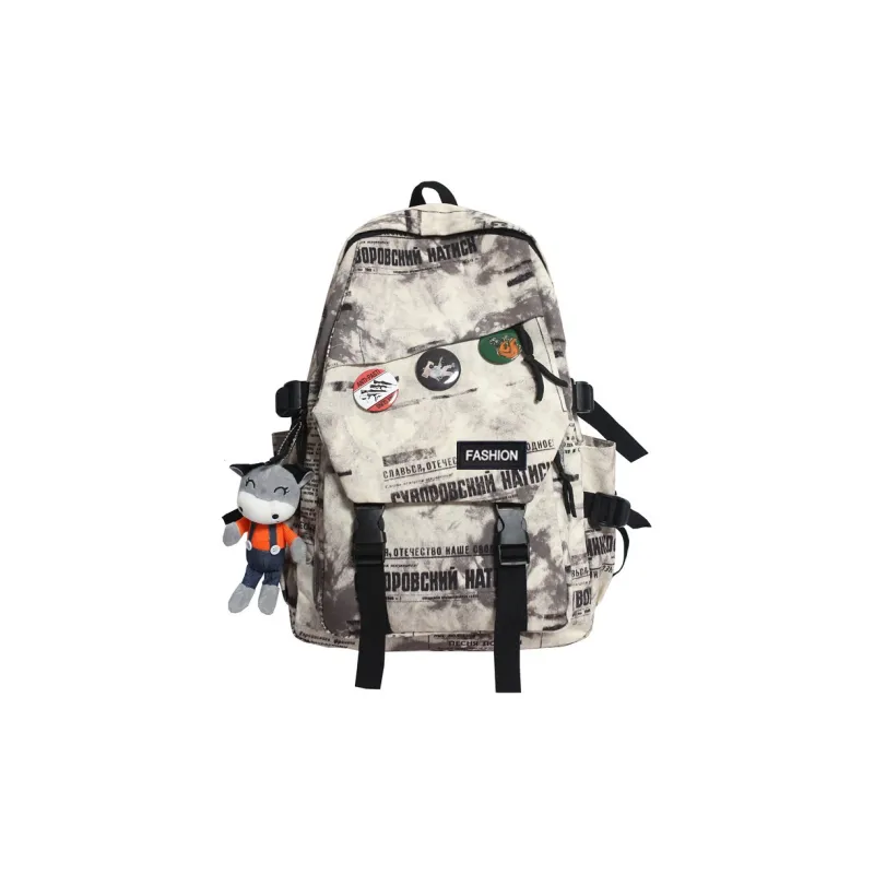 NOMK Nylon Fabric Backpack Regular Unisex Black/Gray/Blue-2