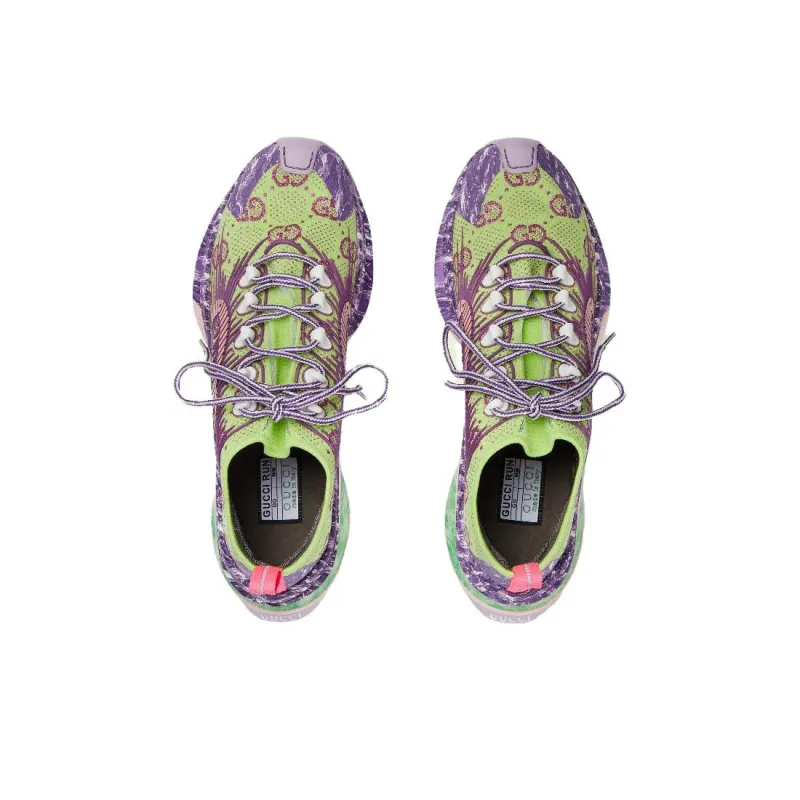 GUCCI Run Wear-Resistant Low-Top Sports Casual Shoes Men's Green Purple-3