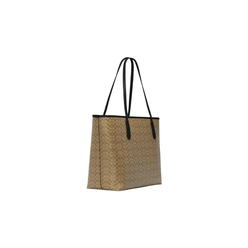 COACH City Canvas With Leather Canvas Bag Tote Bag Shopping Bag Handbag Shoulder Bag Women's Khaki-1