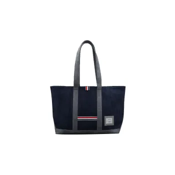 THOM BROWNE· Corduroy Fabric Tote Bag, Shopping Bag, Handbag, Shoulder Bag Men's Blue