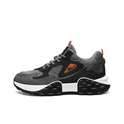 Warrior Non slip Wear resistant Shock Absorption Low Top Chunky Sneakers Men's Black Gray Orange