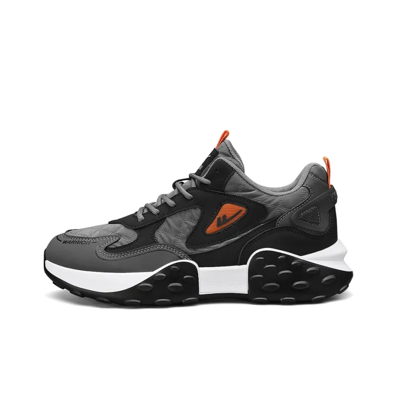 Warrior Slip Resistant Abrasion Resistant Shock Absorbers Low Top Chunky Sneakers Men's Black Gray Orange-0
