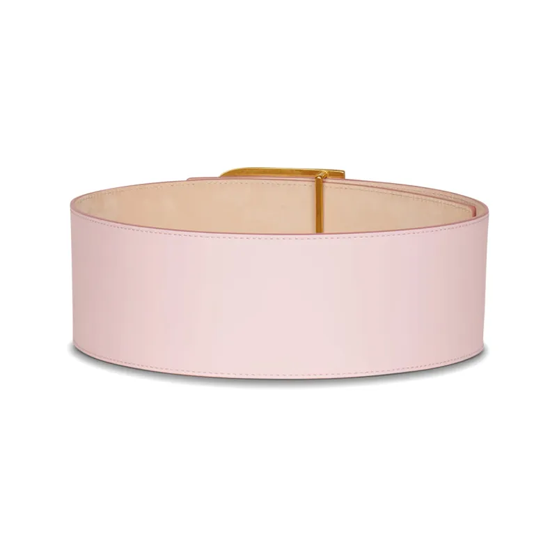 BALMAIN B-Type Loose Fit Decoration Smooth Buckle Leather Belts Women's Pink Width 7.5CM-1