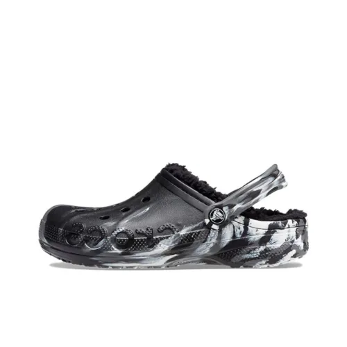 Crocs Baya Lined Marbled Clogs 'Black Silver'