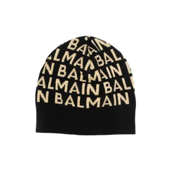 BALMAIN Logo-intarsia Knitted Beanie