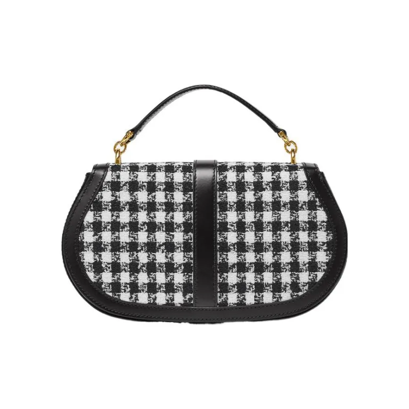 VERSACE Wool Calfskin Saddle Bag Handbag Shoulder Bag Regular Women's Black White-2