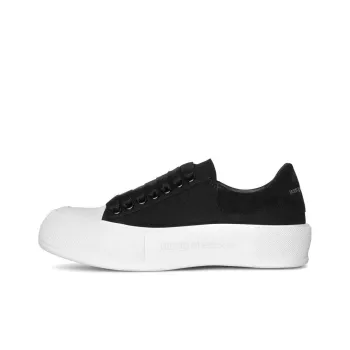 Alexander McQueen Deck Lace Up Plimsoll 'Black White Sole' Women's