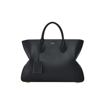 FERRAGAMO Natural Grain Vegetable Tanned Cow Leather Tote Bag Shopping Bag Handbag Large Size Men's Black